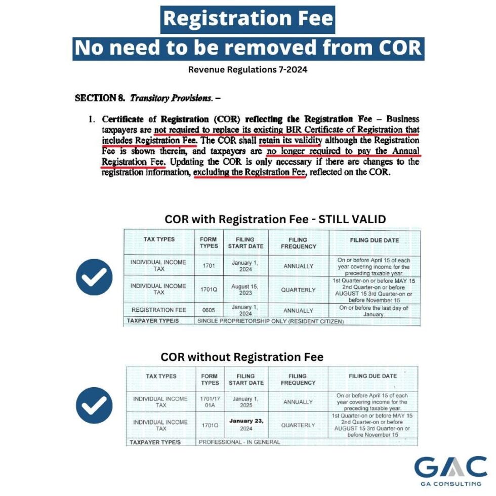Tax reminder no more 500 bir annual registration fee